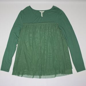 Matilda Jane Green Long Sleeve Baby Doll Top Layered Ruffled Women Size L (B1)